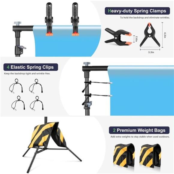 Backdrop Stand, 8.5x10Ft Adjustable Photo Backdrop Stand Kit with 4 Crossbars - Picture 3 of 8